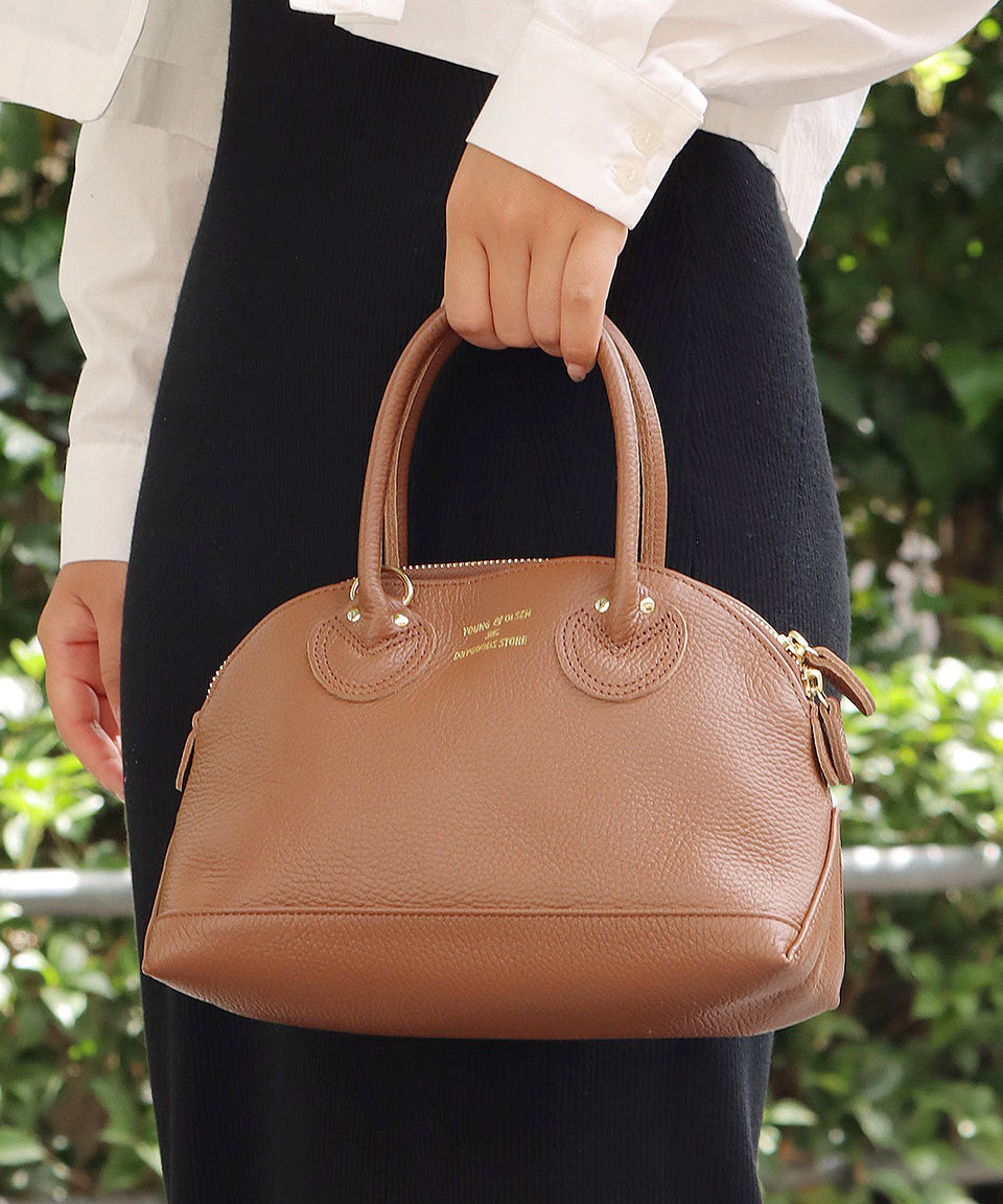 YOUNG & OLSEN/ヤングアンドオルセン EMBOSSED LEATHER ZIP BOAT BAG S