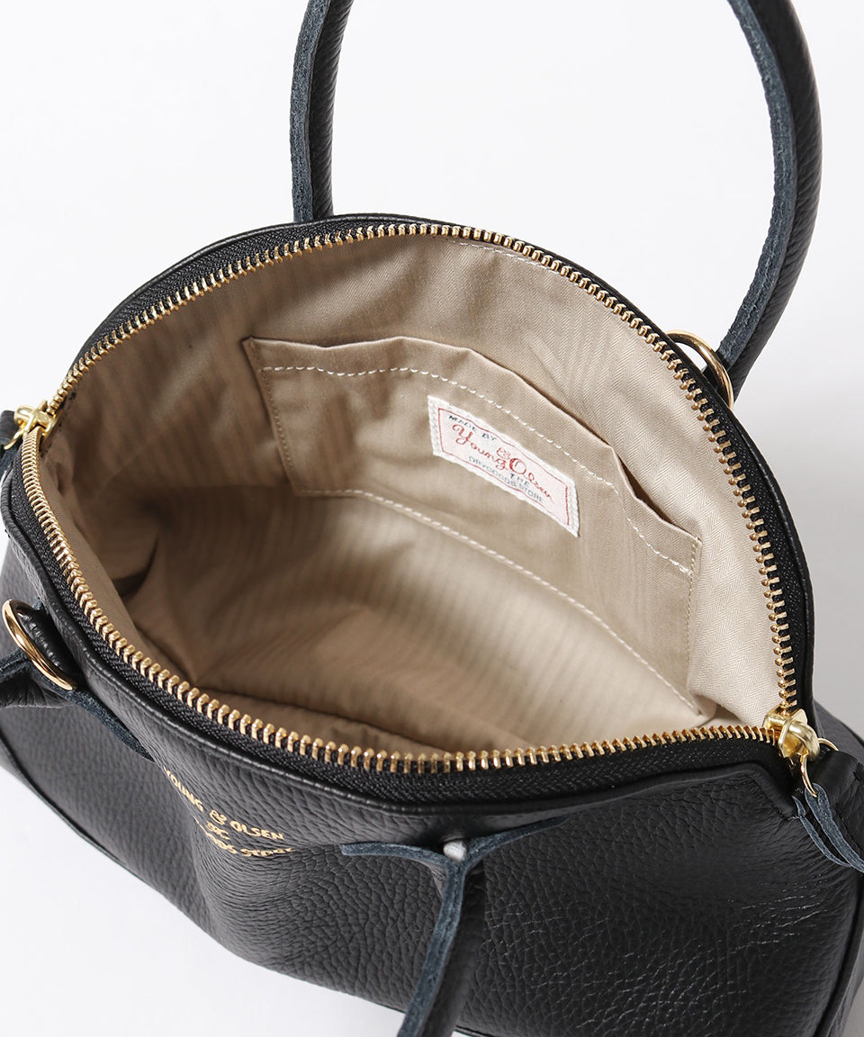 YOUNG & OLSEN/ヤングアンドオルセン EMBOSSED LEATHER ZIP BOAT BAG S
