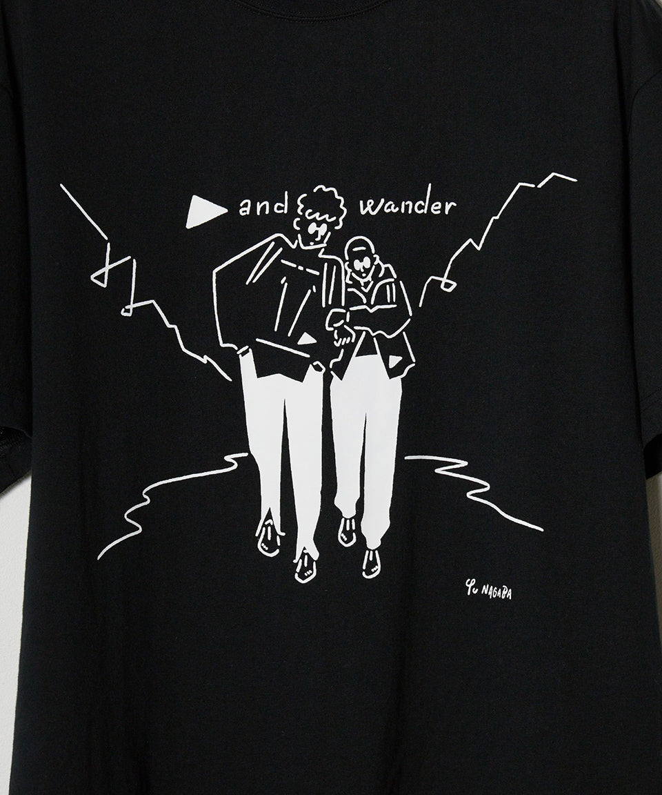 and wander/アンドワンダー Yu Nagaba printed T
