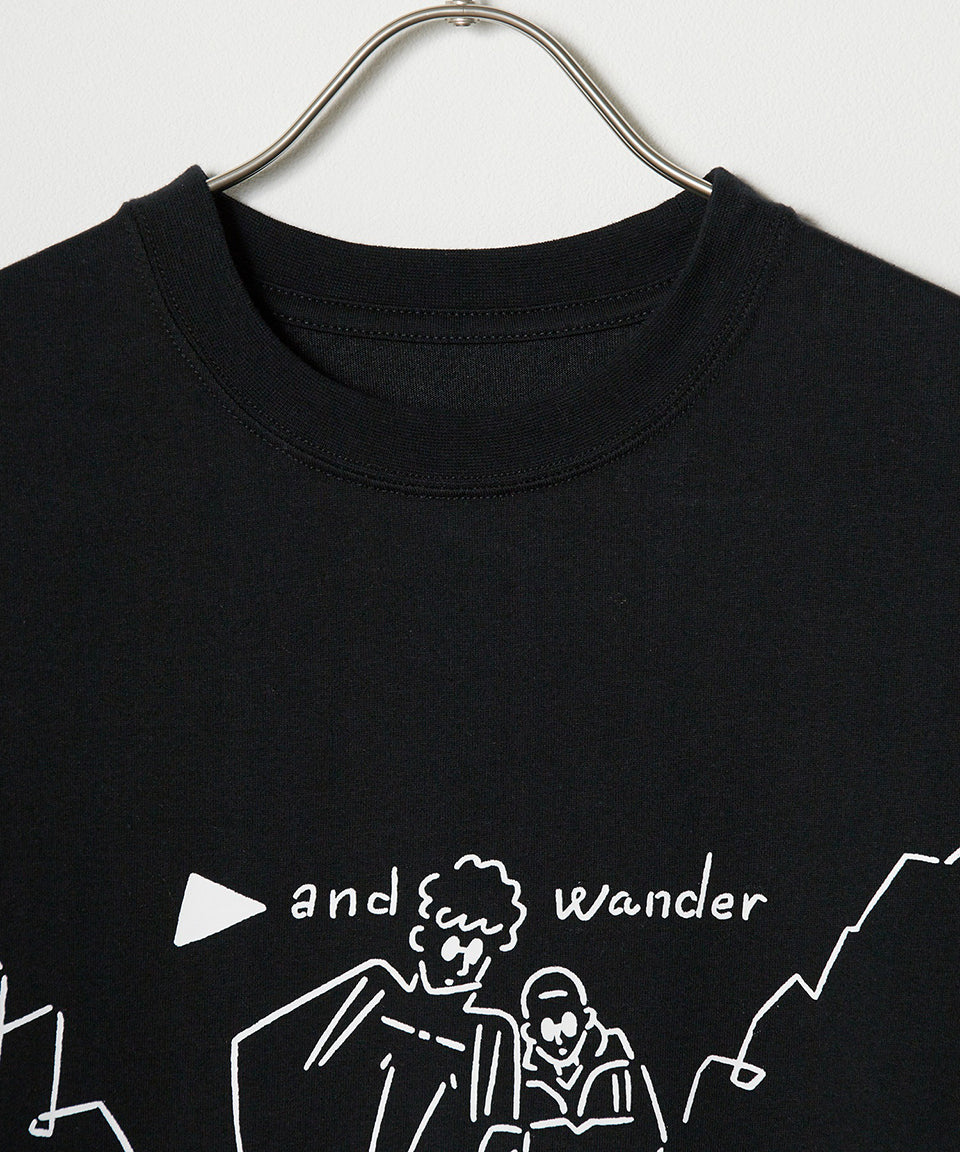 and wander/アンドワンダー Yu Nagaba printed T