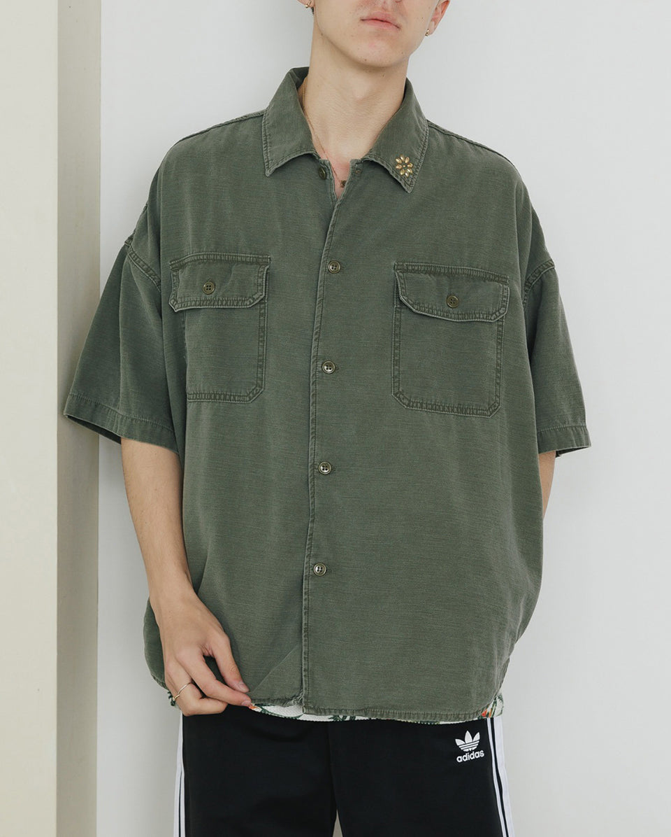 REMI RELIEF/レミレリーフ WIDE Military S/S SHIRT(スタッズ)