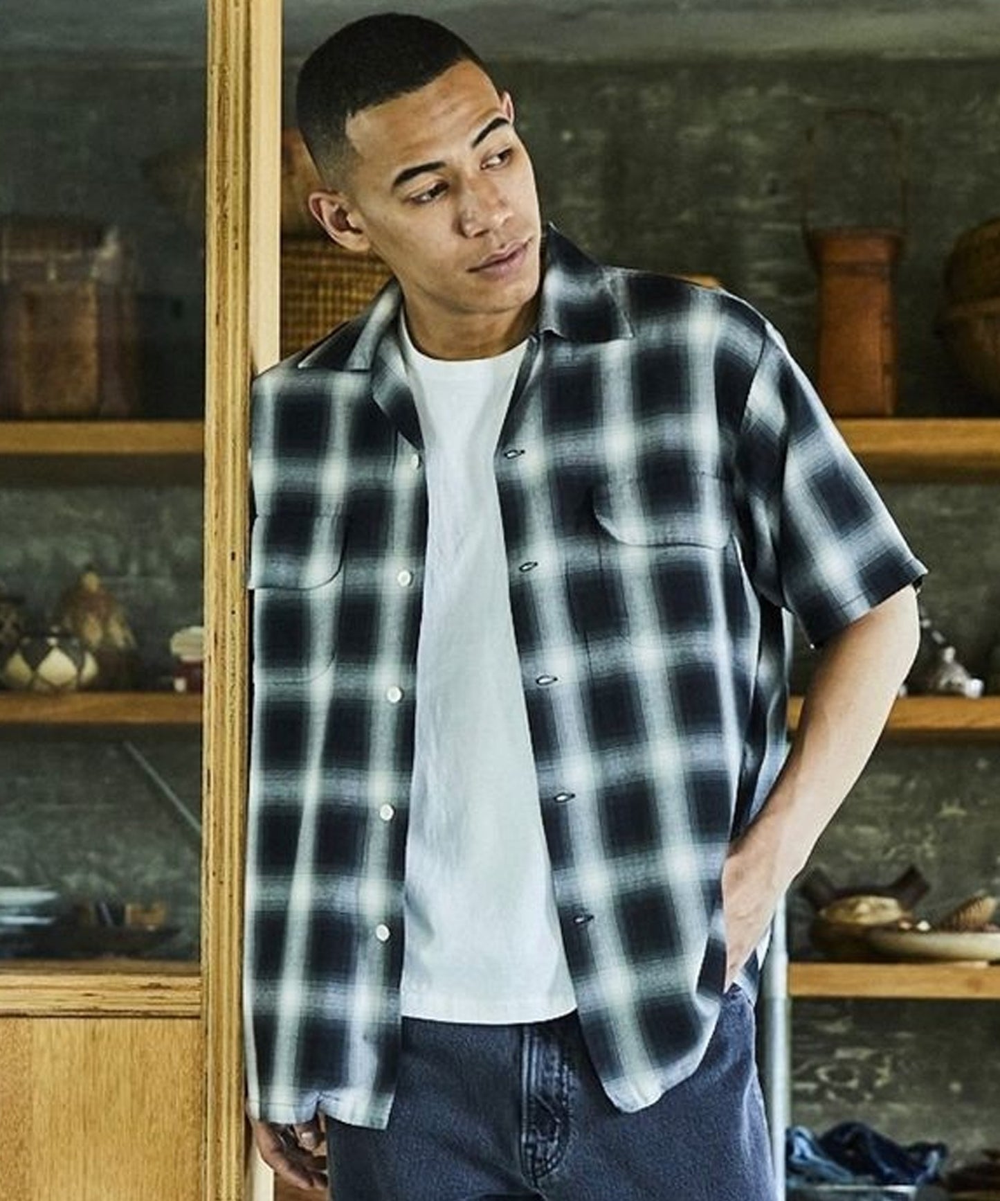 orSlow / OMBRE CHECK SHORT SLEEVE SHIRT BLACK / オンブレチェック ショートスリーブシャツ