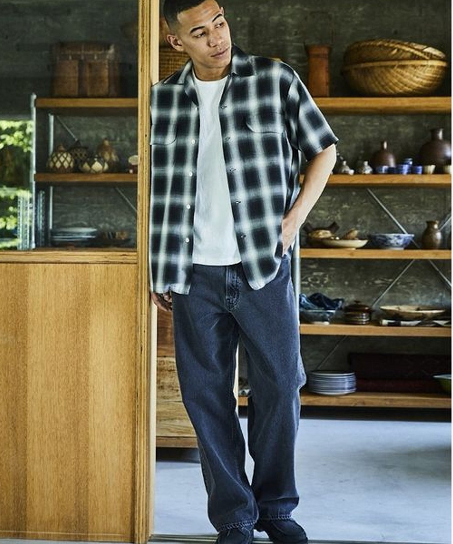 orSlow / OMBRE CHECK SHORT SLEEVE SHIRT BLACK / オンブレチェック ショートスリーブシャツ