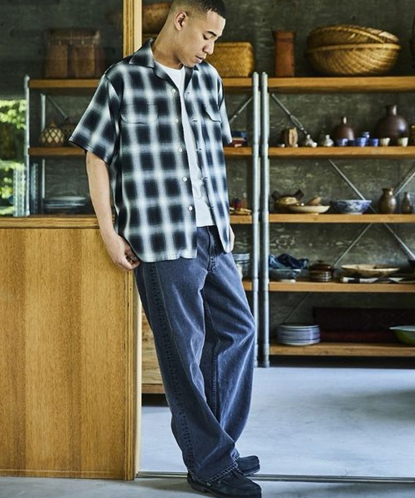 orSlow / OMBRE CHECK SHORT SLEEVE SHIRT BLACK / オンブレチェック ショートスリーブシャツ