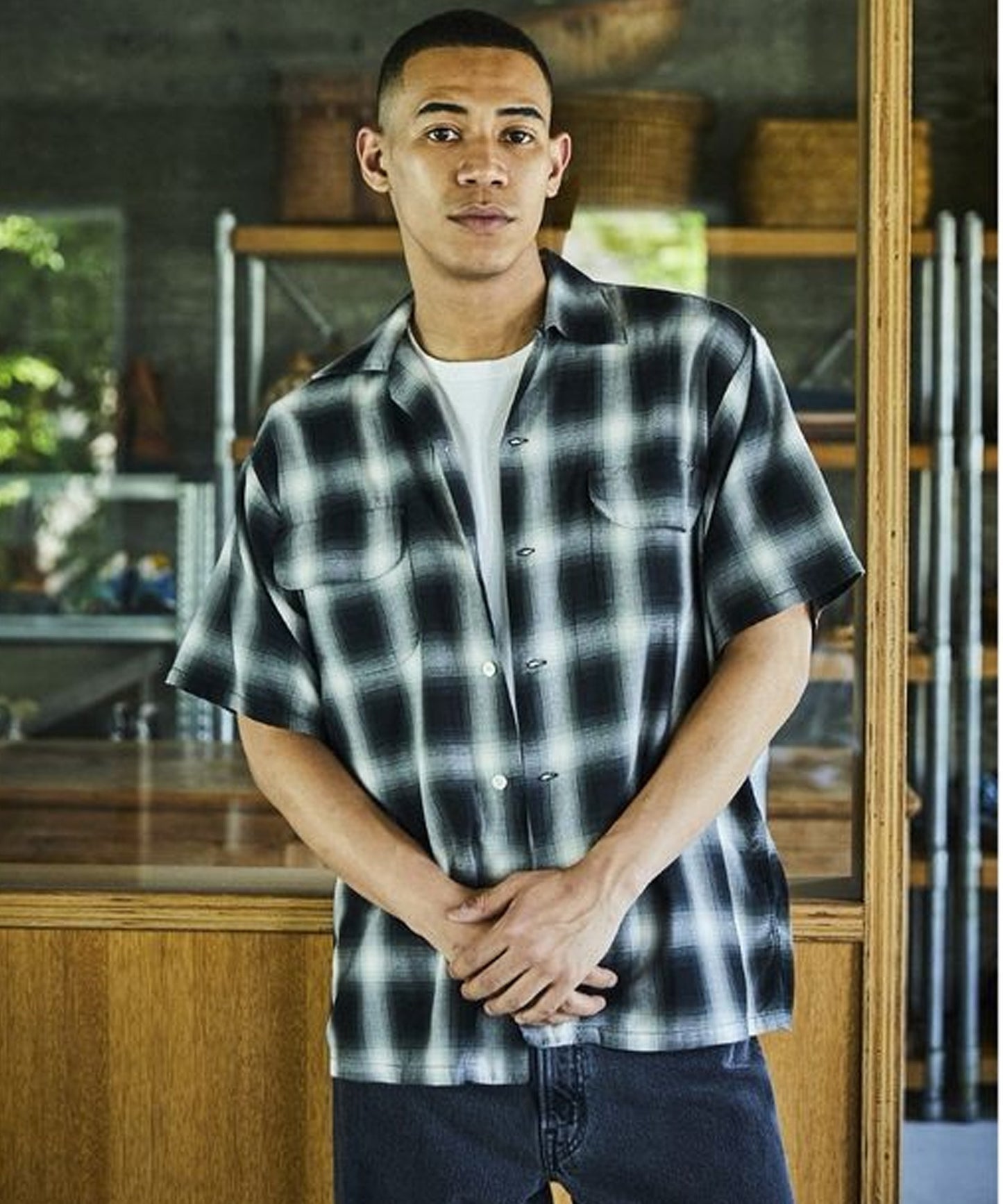 orSlow / OMBRE CHECK SHORT SLEEVE SHIRT BLACK / オンブレチェック ショートスリーブシャツ