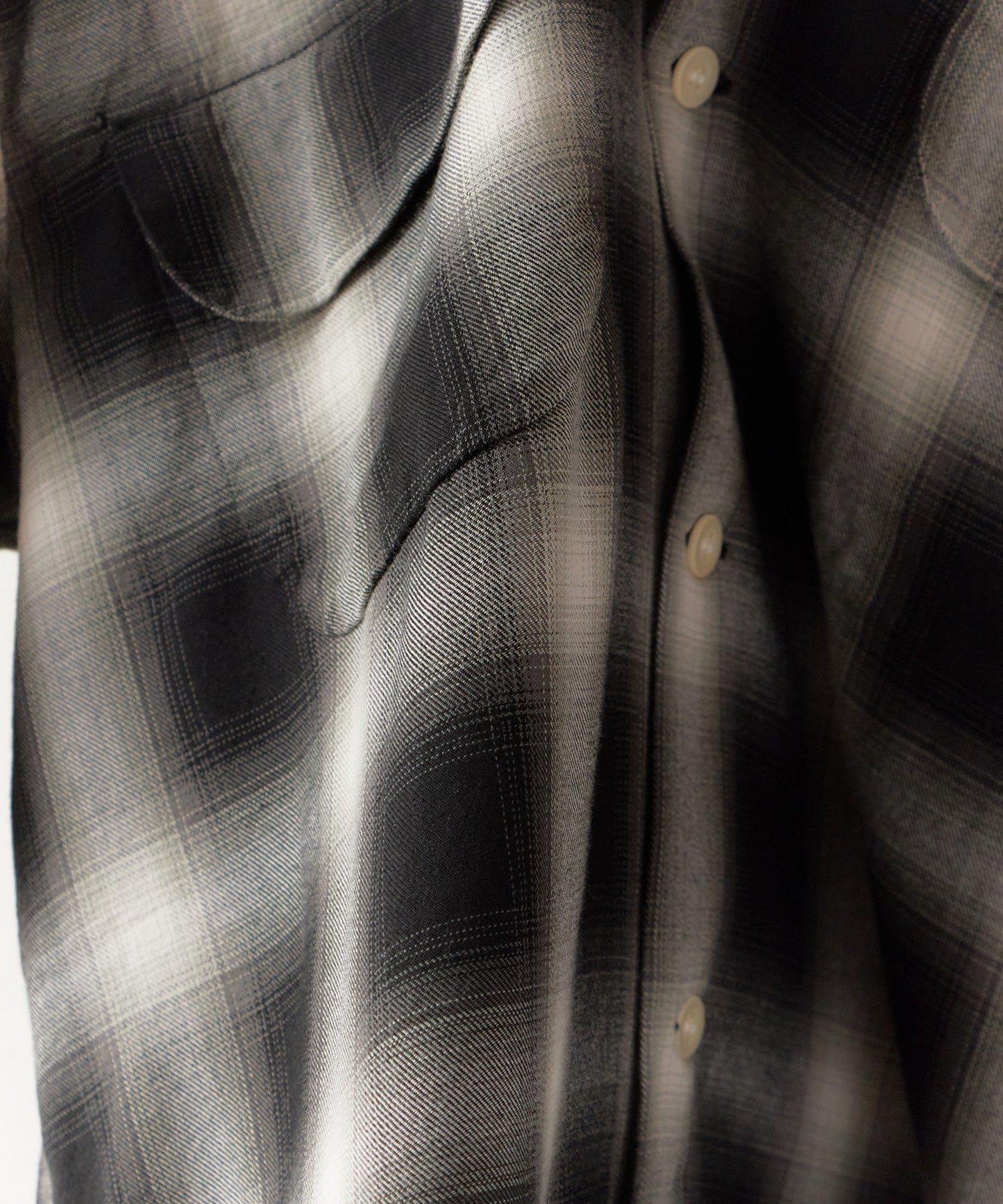 orSlow / OMBRE CHECK SHORT SLEEVE SHIRT BLACK / オンブレチェック ショートスリーブシャツ