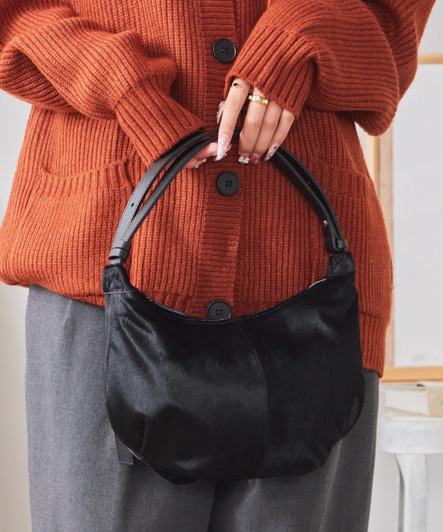 NOTHING WRITTEN / Calf-hair shoulder mini bag ショルダーバッグ