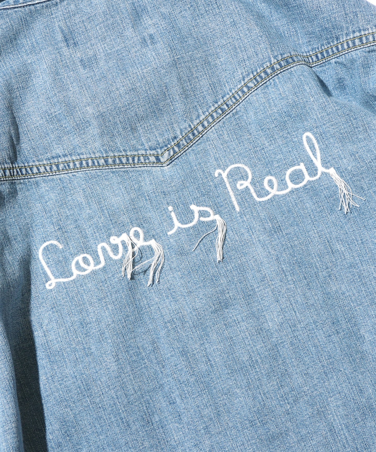 REMI RELIEF/レミレリーフ デニムウエスタンシャツ 長袖シャツ 刺繍:Love is Real