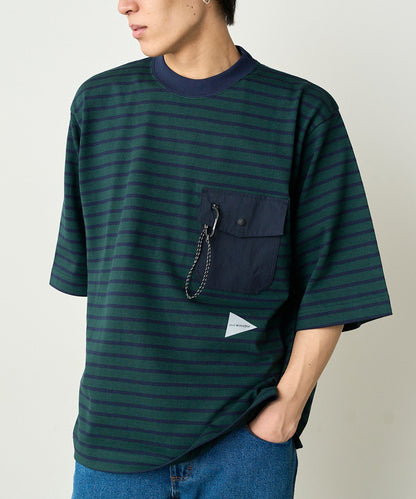 and wander/アンドワンダー Striped pocket H/S T Striped