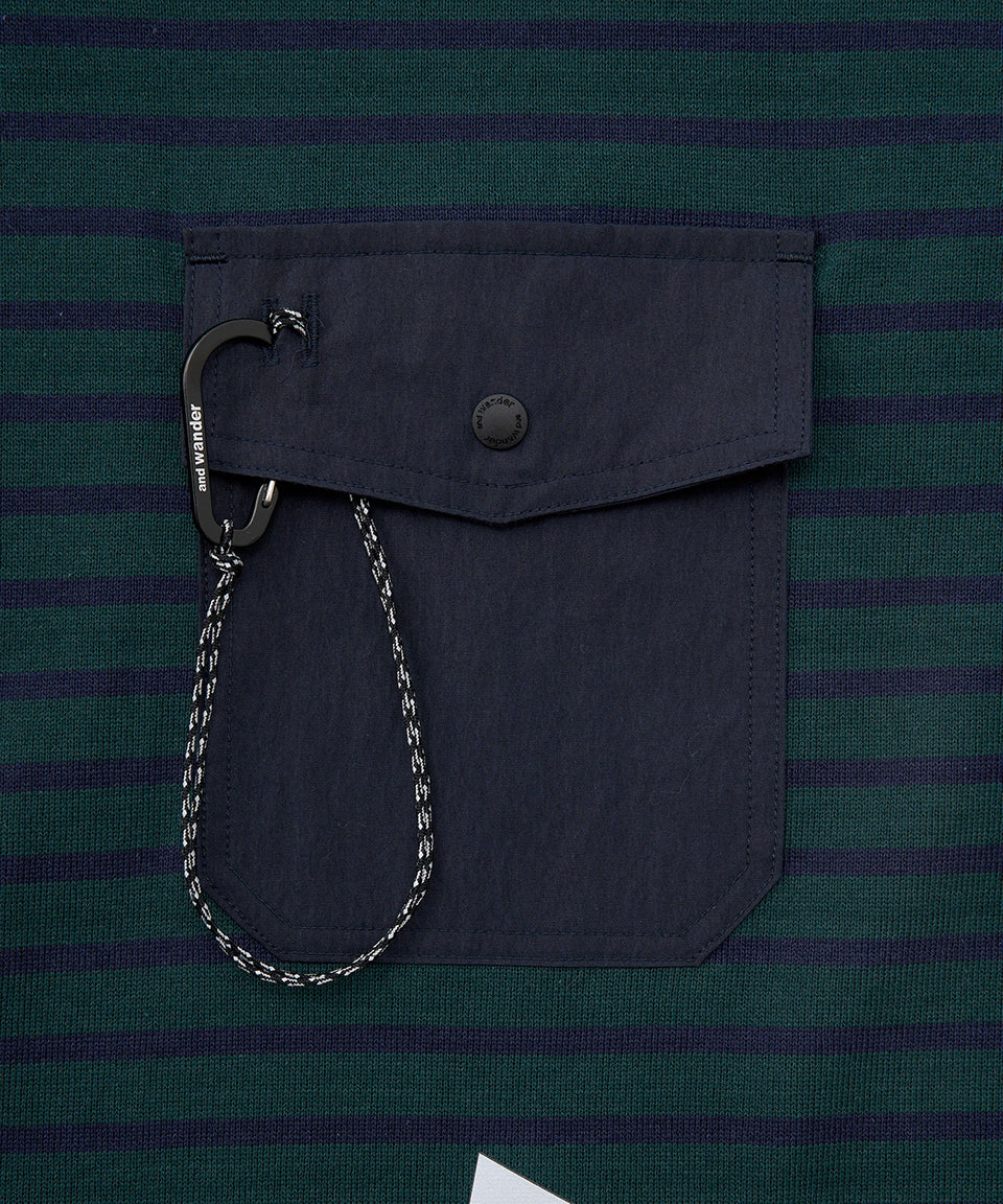 and wander/アンドワンダー Striped pocket H/S T Striped