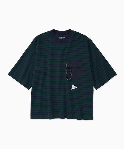 and wander/アンドワンダー Striped pocket H/S T Striped