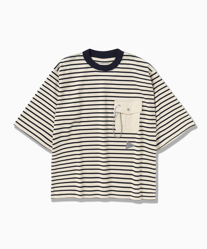 and wander/アンドワンダー Striped pocket H/S T Striped