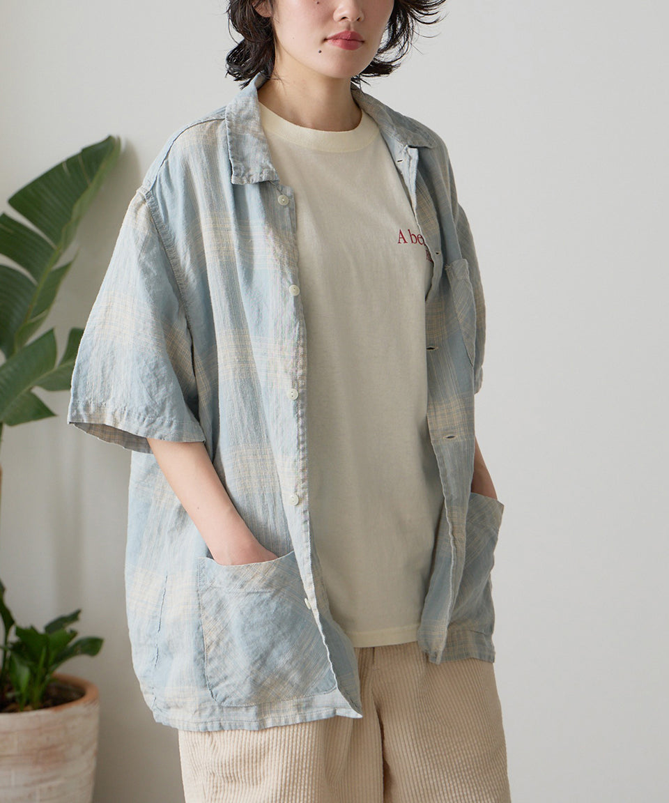 REMI RELIEF/レミレリーフ リネンチェックS/S SHIRT