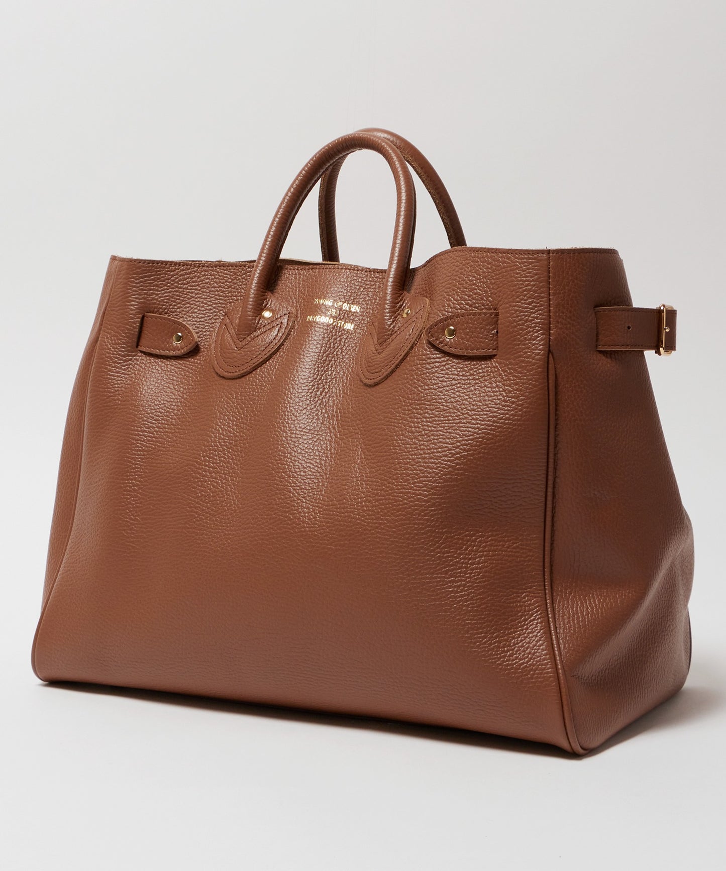 YOUNG & OLSEN / EMBOSSED LEATHER BELTED TOTE M