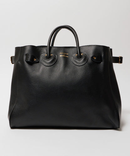 YOUNG & OLSEN / EMBOSSED LEATHER BELTED TOTE M