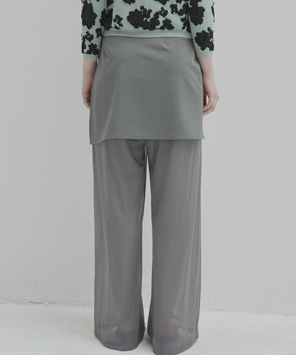 LE CIEL BLEU / Sheer Relax Pant w/Flocked Flower