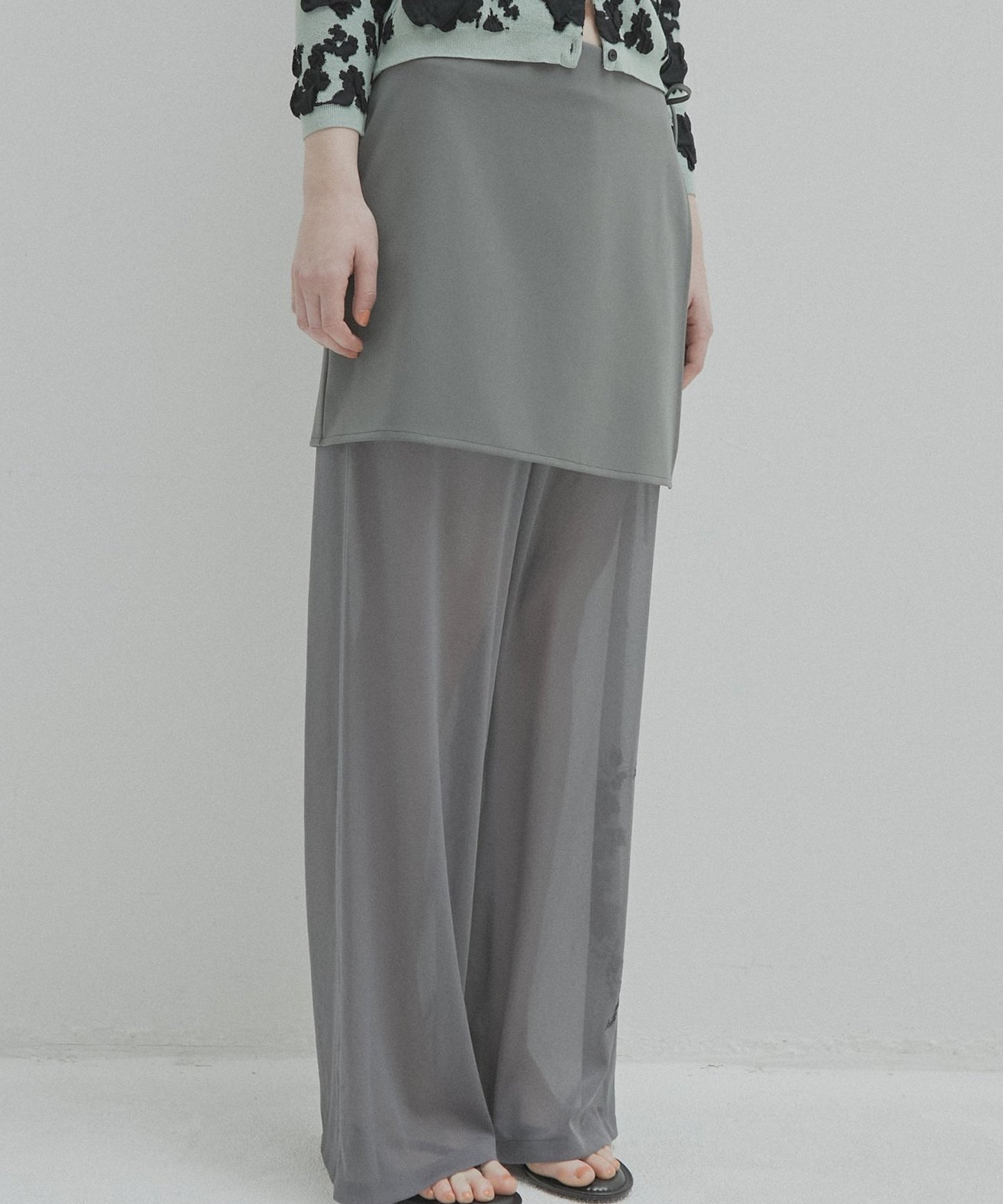 LE CIEL BLEU / Sheer Relax Pant w/Flocked Flower