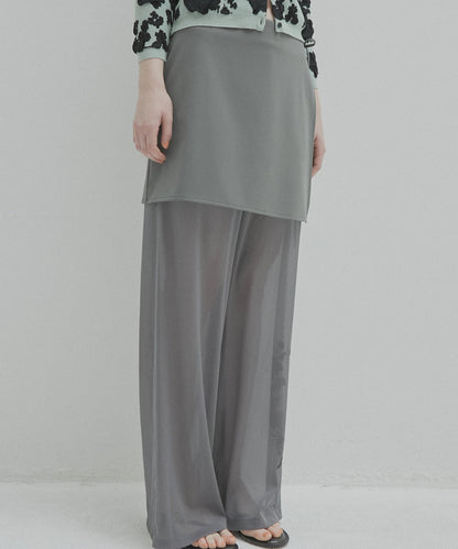 LE CIEL BLEU / Sheer Relax Pant w/Flocked Flower