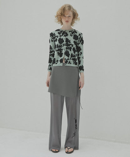 LE CIEL BLEU / Sheer Relax Pant w/Flocked Flower