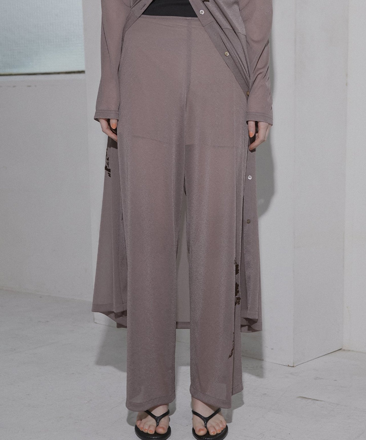 LE CIEL BLEU / Sheer Relax Pant w/Flocked Flower